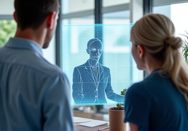 Illustration von KI-Agenten in einer modernen Büroumgebung